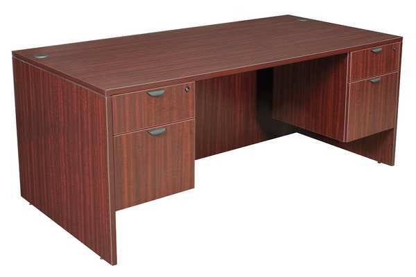 Pedestal Desk, 35D, 71W, 29H, Mahogany, Wood
