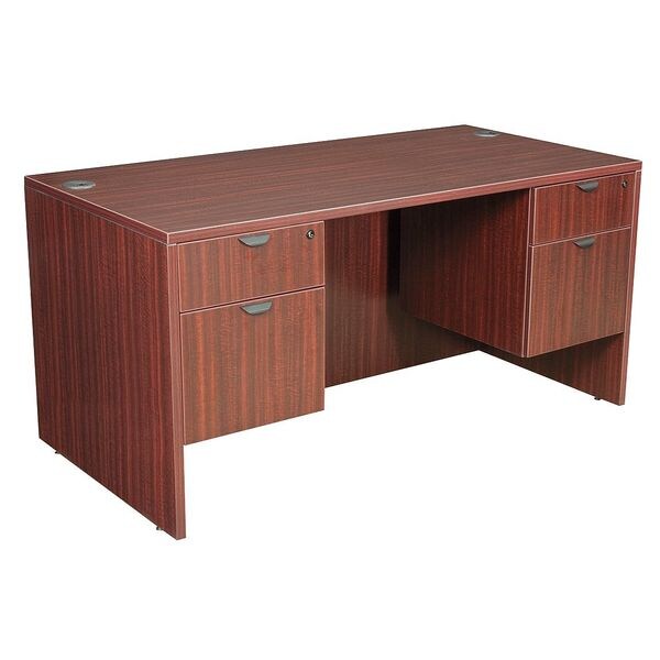 Pedestal Desk, 30D, 60W, 29H, Mahogany, Wood