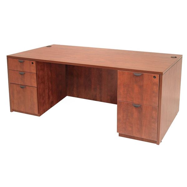 Pedestal Desk, 30D, 66W, 29H, Cherry, Wood