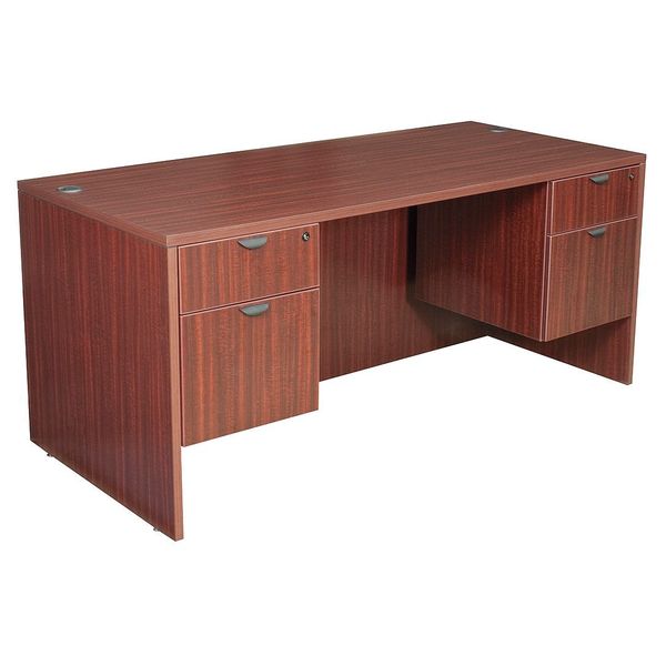 Pedestal Desk, 30D, 66W, 29H, Mahogany, Wood