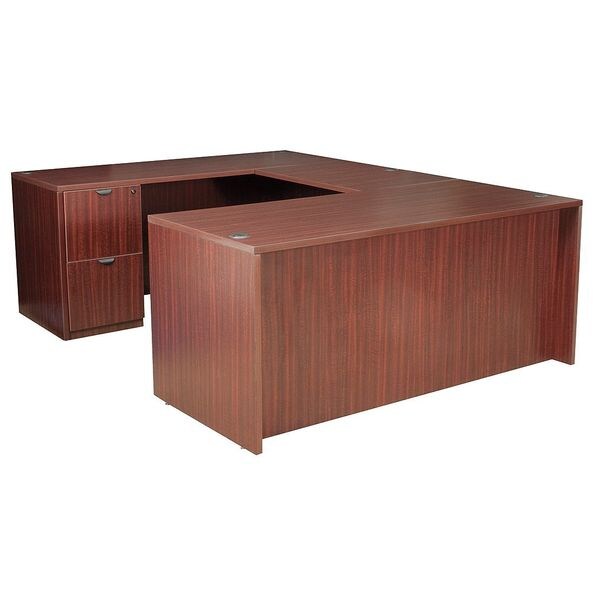 U Shaped Desk, 106D, 71W, 29H, Mahogany, Wood