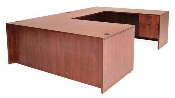 U Shaped Desk, 106D, 71W, 29H, Cherry, Wood