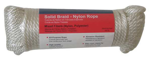 Rope, Nylon, Braided, 3/8 In. dia., 100 ft L