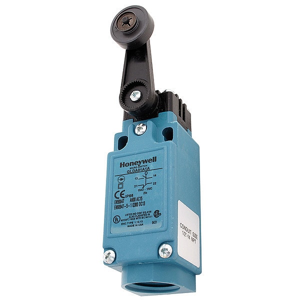Limit Switch, Roller Lever, Rotary, 1NC/1NO, 10A @ 600V AC