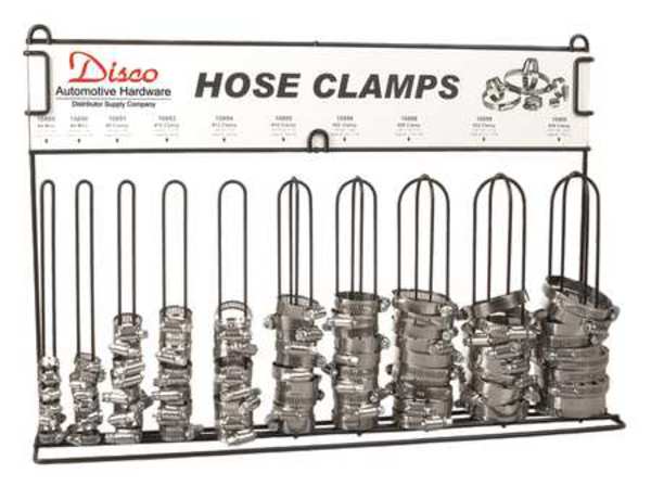 Hose Clamp Assortment With Display Case, 100-Piece, Worm Gear, 301 Stainless Steel