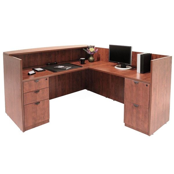 Reception Desk, 82D, 71W, 42H, Cherry, Wood