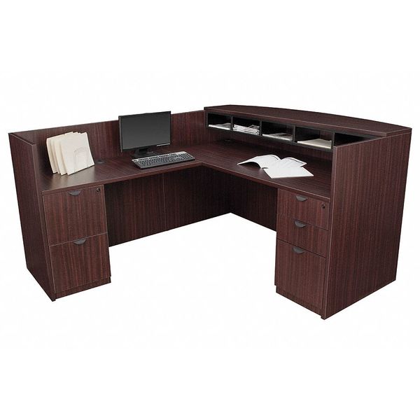 Reception Desk, 82D, 71W, 42H, Mahogany, Wood