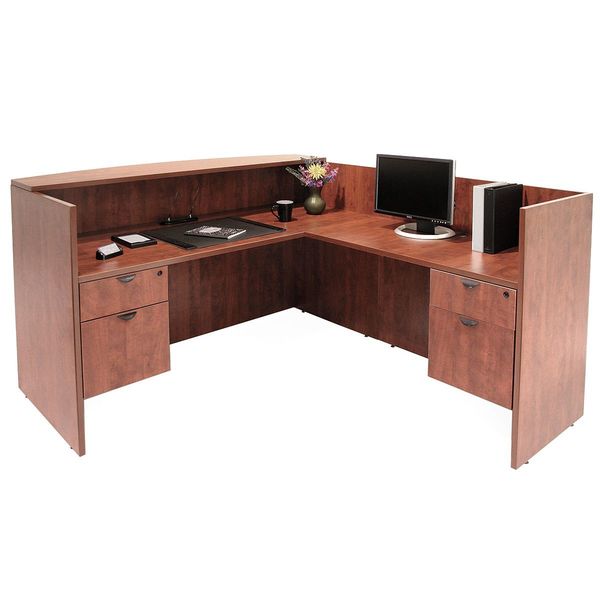 Reception Desk, 82D, 71W, 42H, Cherry, Wood