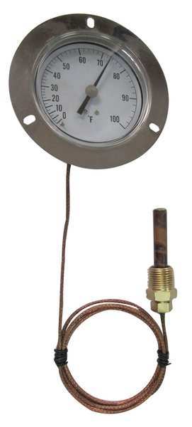 Analog Panel Mt Thermometer, 0 to 160F