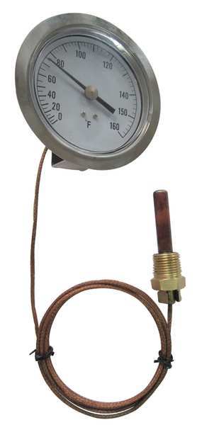 Analog Panel Mt Thermometer, 0 to 160F