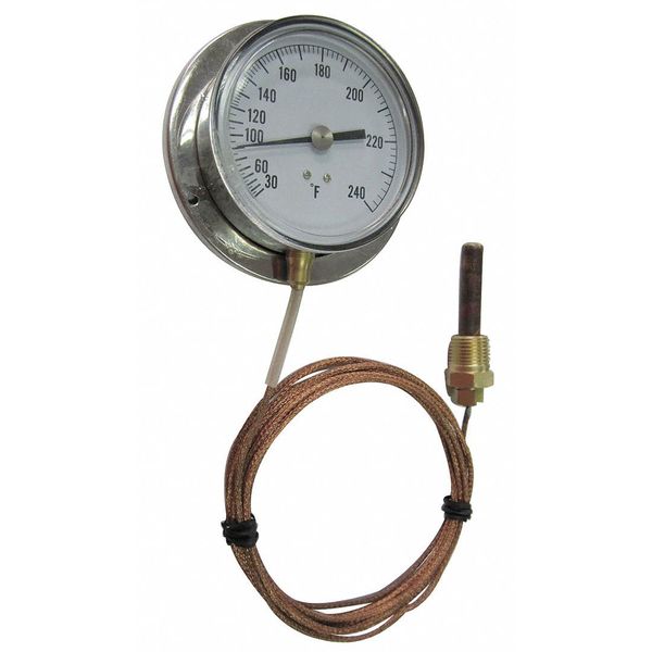 Analog Panel Mt Thermometer, 0 to 100F