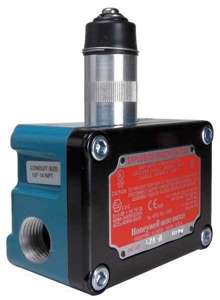 Explosion Proof Limit Switch, Plunger, 1NC/1NO, 10A @ 480V AC