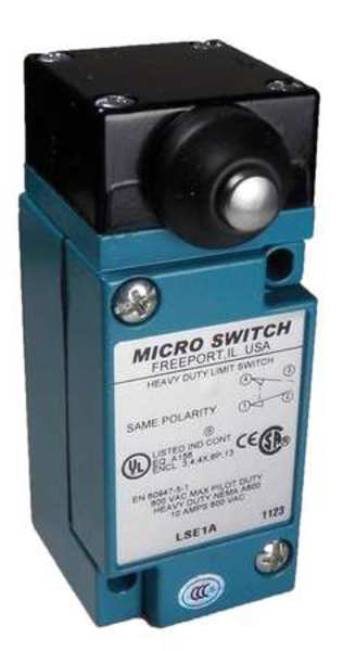 Heavy Duty Limit Switch, Plunger, 1NC/1NO, 10A @ 600V AC
