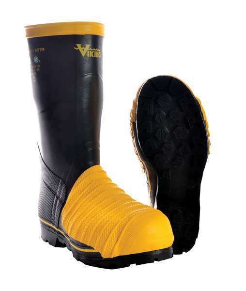 Size 6 Unisex Steel Rubber Boot, Black/Yellow