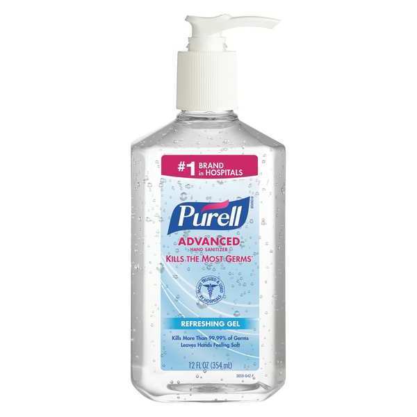 Hand Sanitizer, Gel, 12oz Pump Bottle, PK12