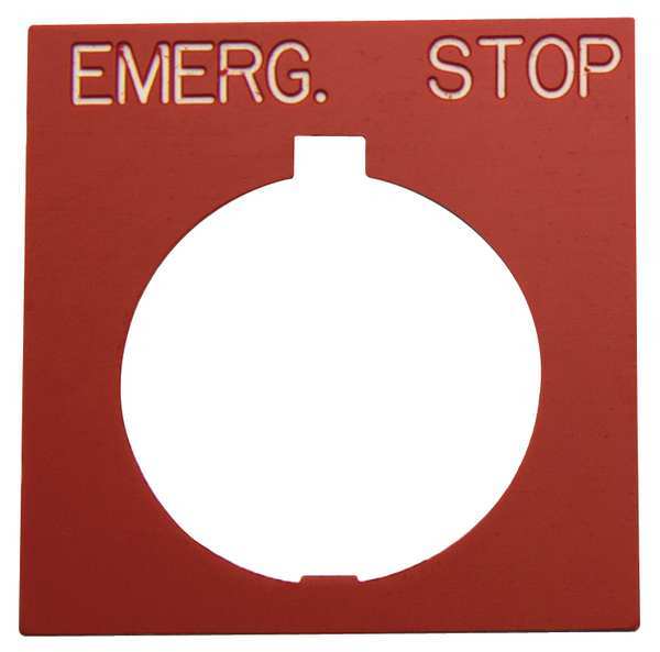 Legend Plate, Square, Emerg.Stop, Black/Red