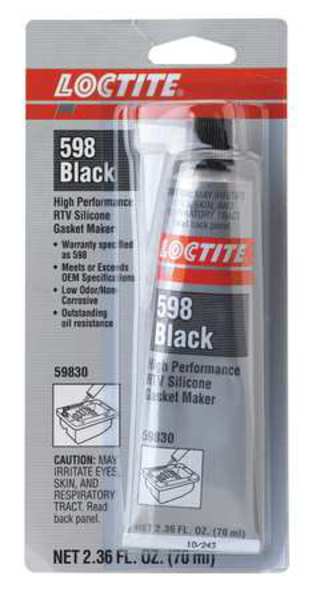 High Performance RTV Silicone Gasket Maker, 70 mL, Black, Temp Range -75 to 625 Degrees F