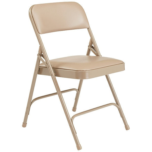 Folding Chair, Vinyl, Beige, PK4