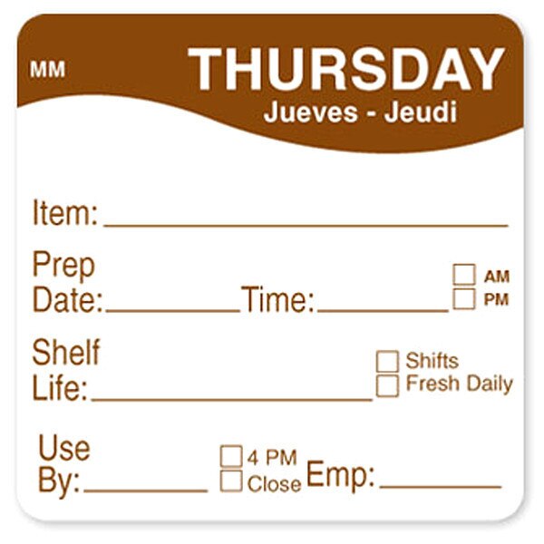 Food Safety Label, Black/White, 2 in H