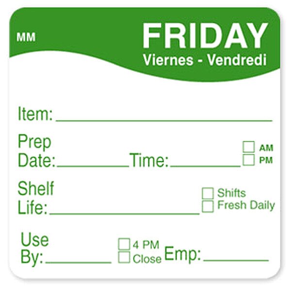 Food Safety Label, Blue/White, 2 in H