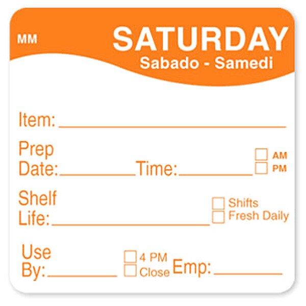 Food Safety Label, Yellow/White, 2 in H