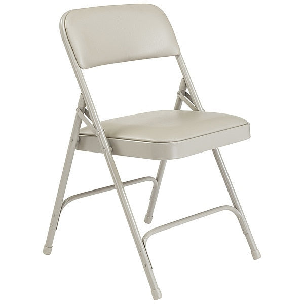 Folding Chair, Vinyl, Gray, PK4
