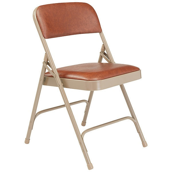 Folding Chair, Vinyl, Brown, PK4