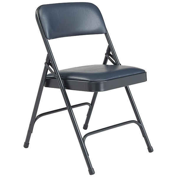 Folding Chair, Vinyl, Blue, PK4