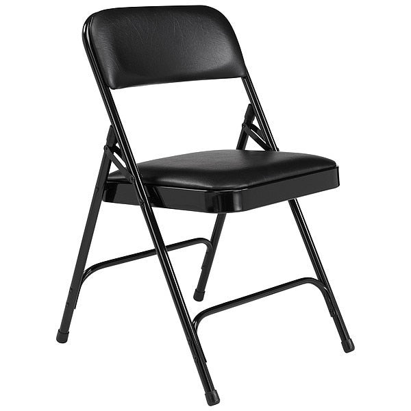 Folding Chair, Vinyl, 29-1/2in H, Black, PK4