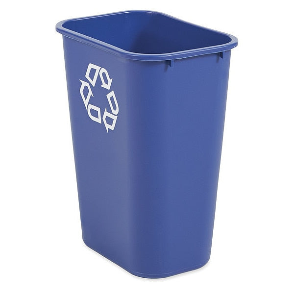 28 qt. Rectangular Recycling Bin, Open Top, Blue, Polyethylene, 1 Openings