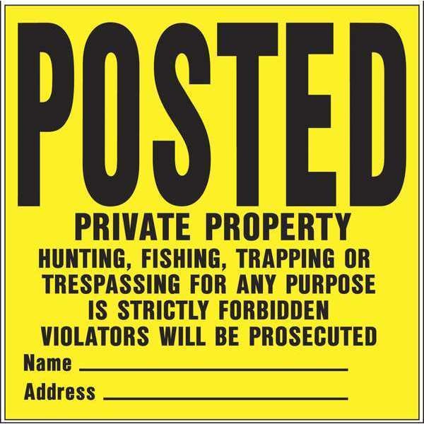 Heavy Duty Posted Sign, Plastic, PK10, YP-1VP