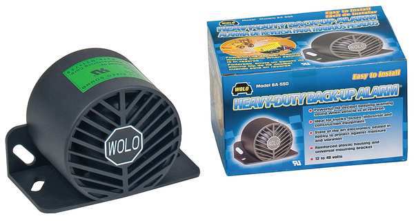 Back Up Alarm, 112dB, Black, 3-1/2 In. H