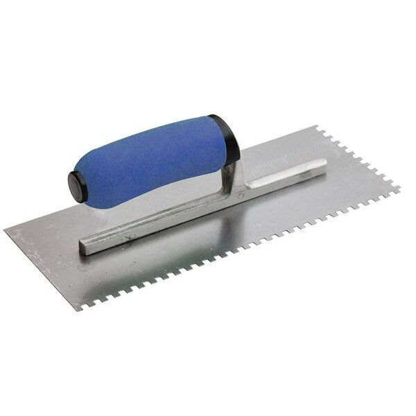 Notched Trowel, 11 x 4-1/2, Steel, Handle: PP/TPR