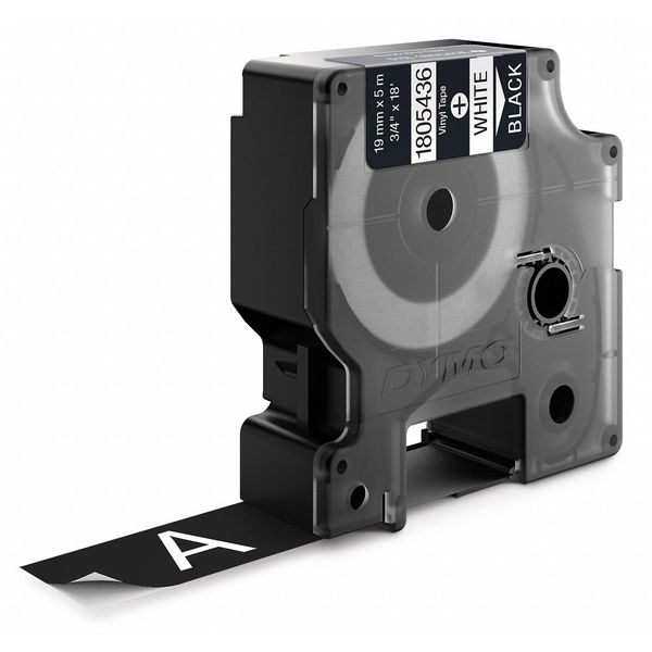 Rhinoâ¢ Label Cartridge, White on Black, 18 ft. L