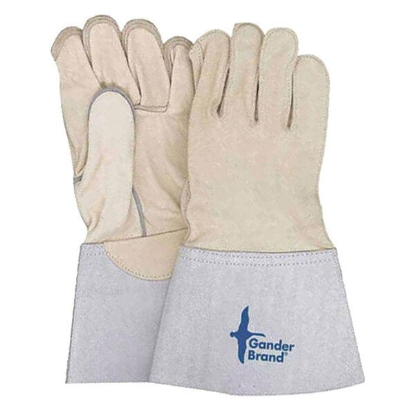 Grain Leather Utility Glove Gauntlet Outseam Sewn, Shrink Wrapped, Size S