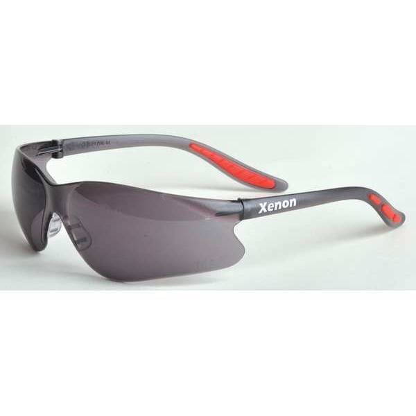 Safety Glasses, Wraparound Gray Polycarbonate Lens, Uncoated