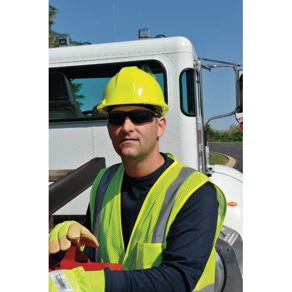 Safety Glasses, Wraparound Gray Polycarbonate Lens, Uncoated