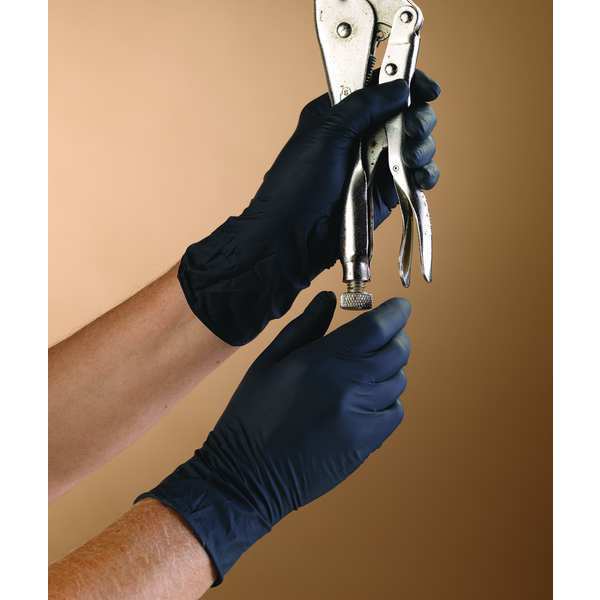 Microflex Onyx Exam Gloves with Textured Fingertips, Nitrile, Powder-Free, 2XL, Black, 100 Pack