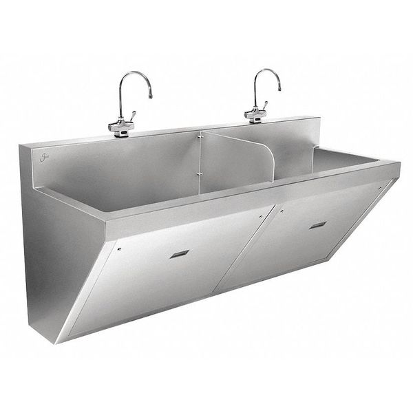 24 1/2 in W x 64 in L x 28 in H, Wall, 16 ga. 304 Stainless Steel