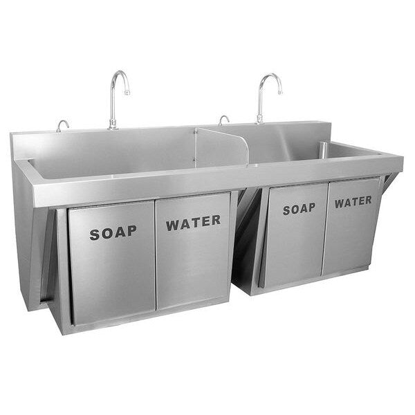 24 1/2 in W x 64 in L x 28 in H, Wall Mount, 304 Stainless steel