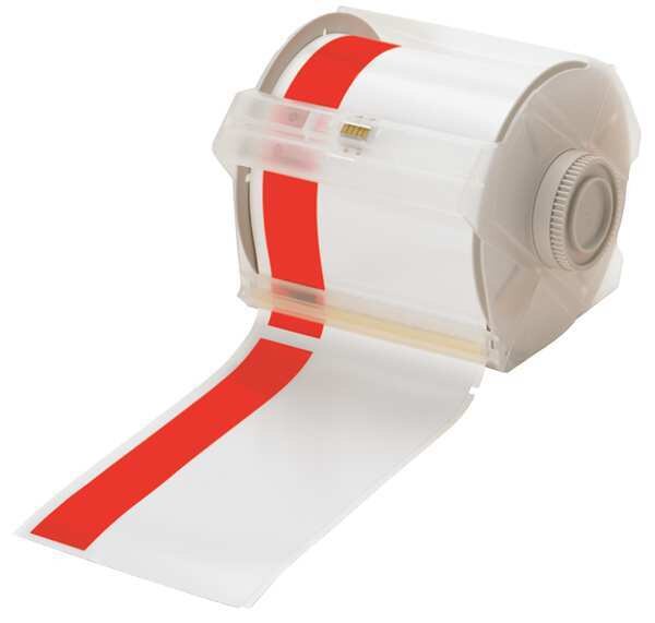 Label Tape Cartridge, White/Red, Labels/Roll: Continuous
