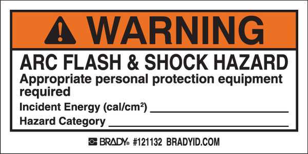 Arc Flash Label, 4 In. W, 2 In. H, PK100