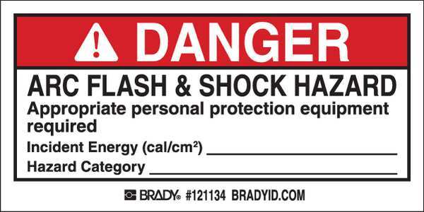 Arc Flash Label, 2 In. H, 4 In. W, PK100