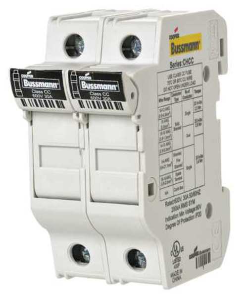 Fuse Block, Class CC, 30A, 2 Pole