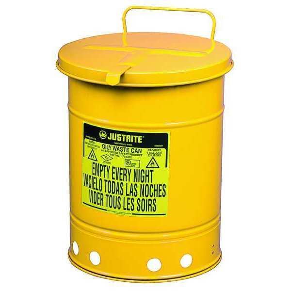 Oily Waste Can, 14 Gal., Steel, Yellow
