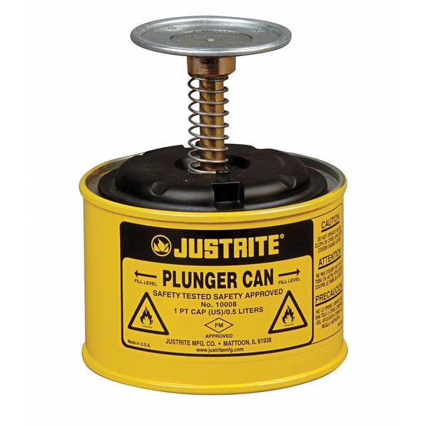 Plunger Can, 1 pt., Steel, Yellow