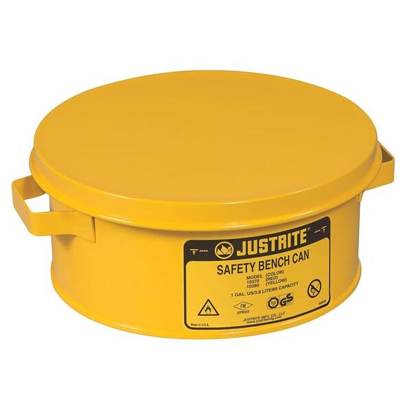 Bench Can, 1 Gal., Steel, Yellow