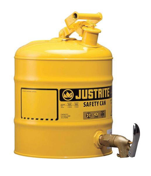 5 gal. Yellow Steel, Brass Type I Safety Can for Diesel