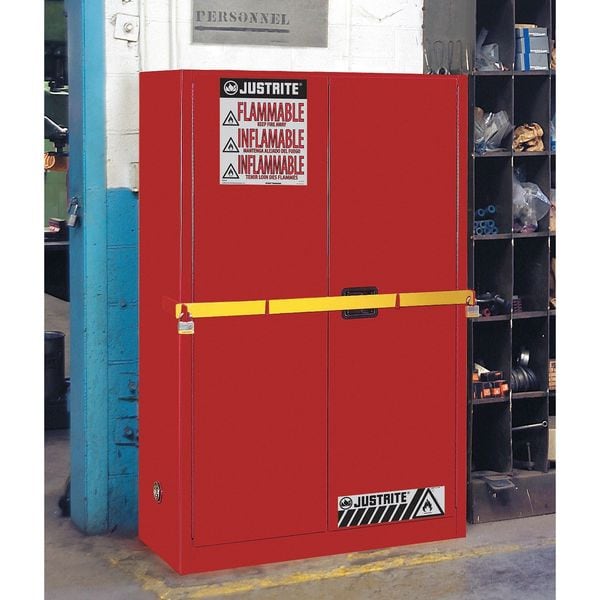 Flammable Safety Cabinet, 45 gal., Red, Depth: 18
