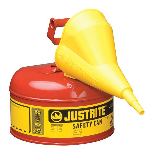 1 gal. Red Polypropylene, Steel Type I Safety Can for Flammables